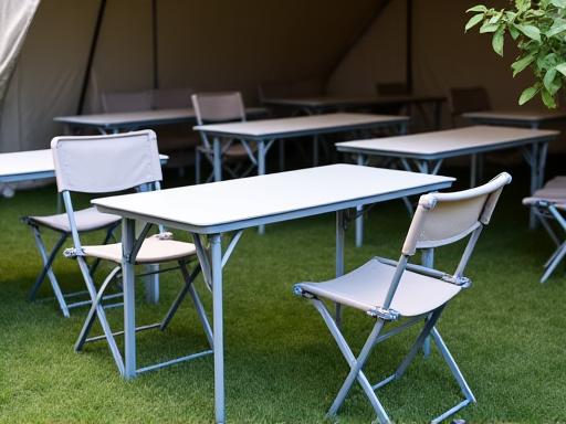 Mobiliario para eventos de camping - mesas y sillas plegables
